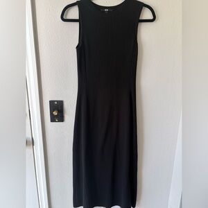 Uniqlo Ribbed Midi dress Women’s Small Black Sleeveless Stretch Bodycon